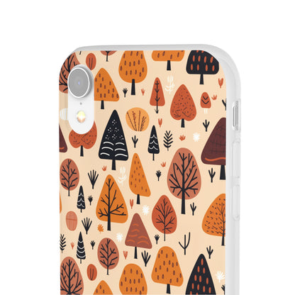 Terracotta Tree Tapestry: A Playful Autumn Mosaic - Flexible Phone Case