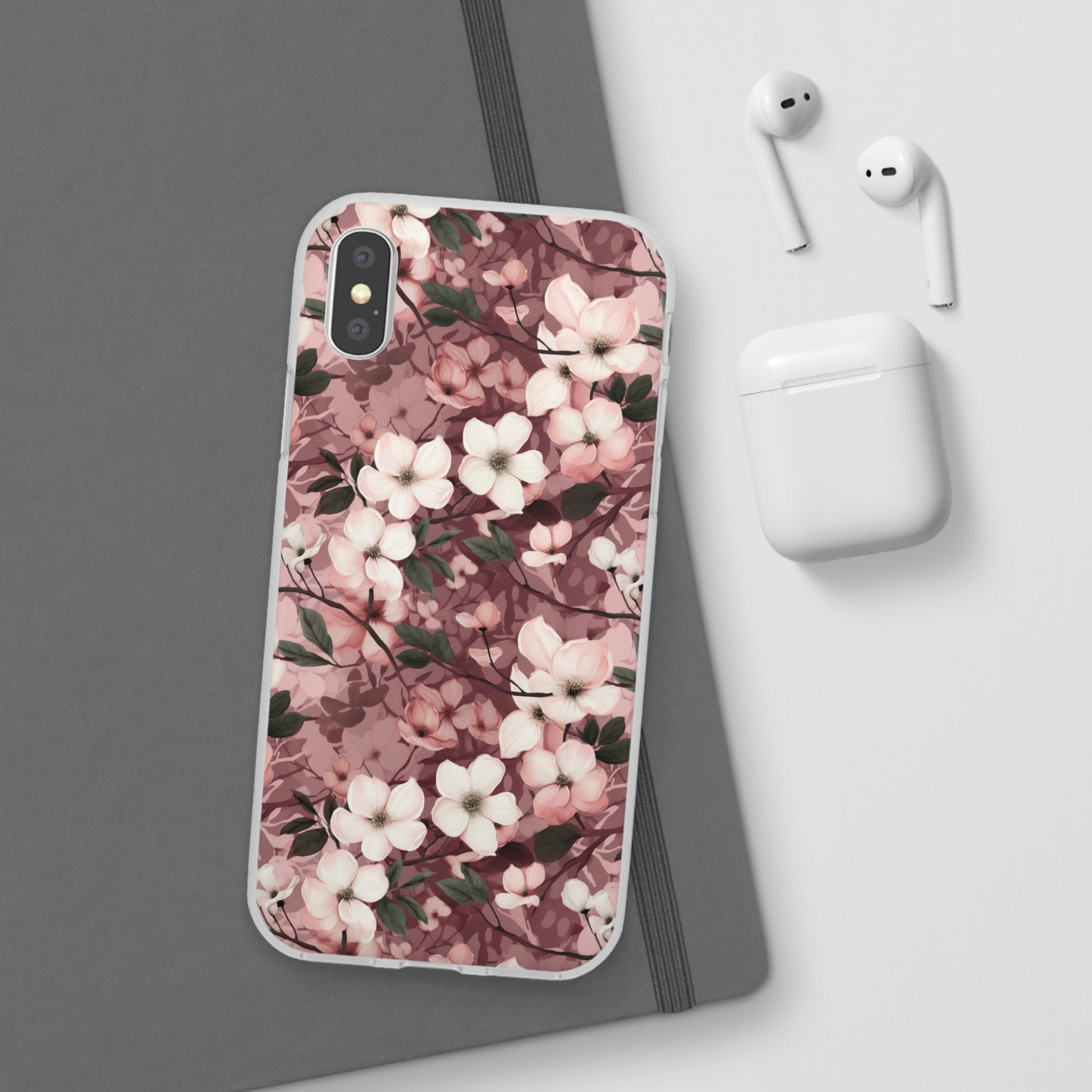 Sparse Dogwood Blossom Phone Case - Elegant Floral Design for Your Smartphone - Flexi Cases Phone Case Pattern Symphony iPhone X with gift packaging  