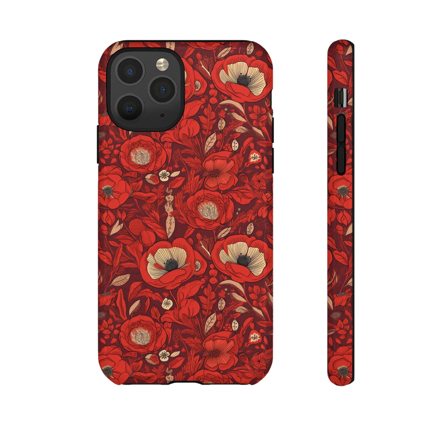 Radiant Spring Blossoms Tough Phone Case - Vibrant Red Floral Design