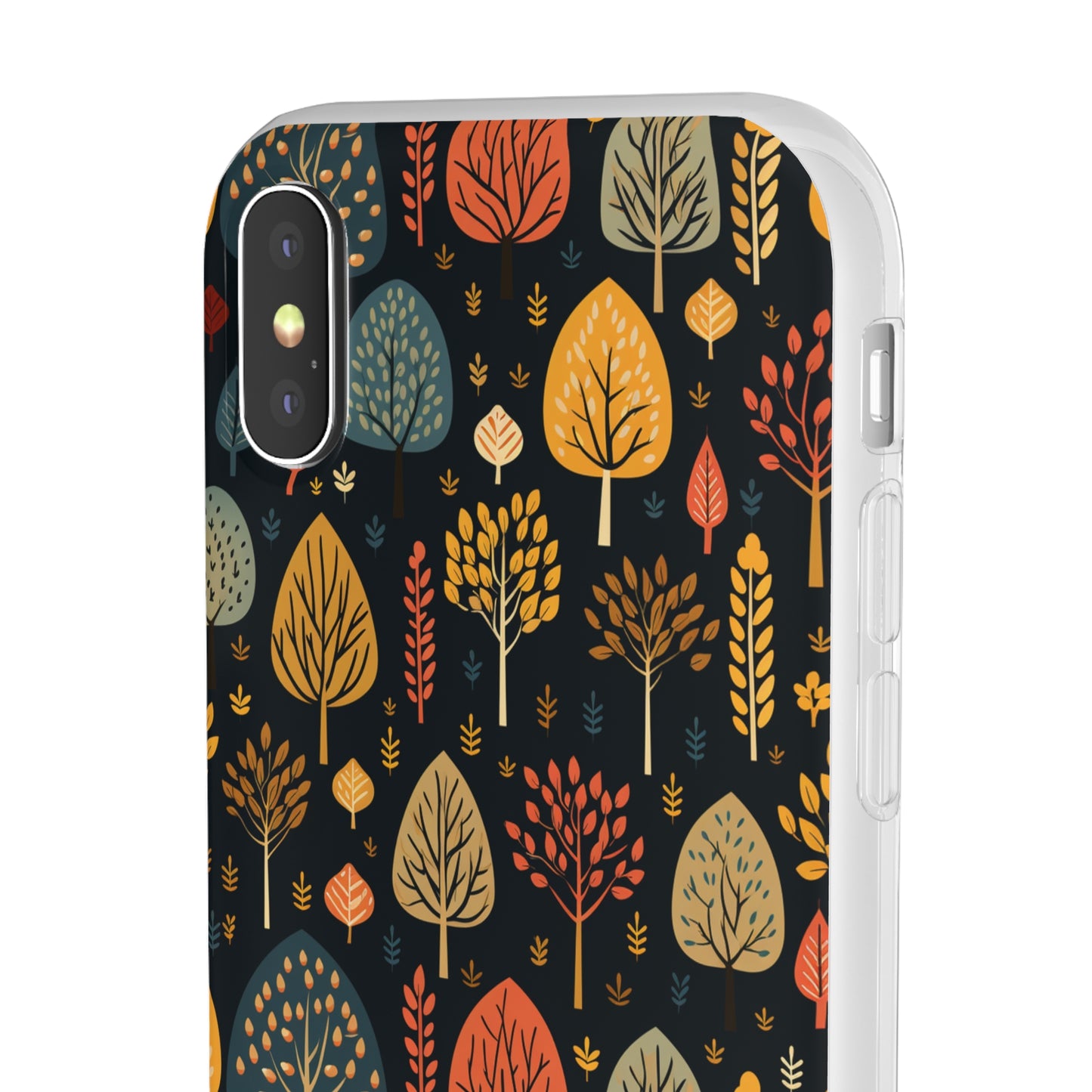 Mid-Century Mosaic: Dappled Leaves and Folk Imagery - Flexible Phone Case