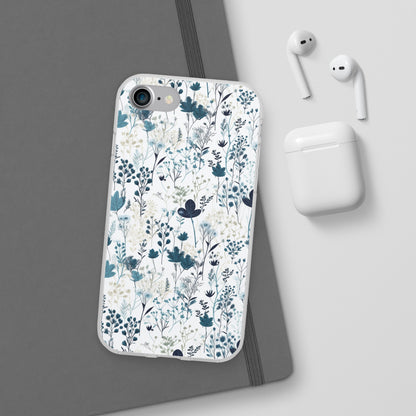 Serene Blue Wildflower Phone Case - Elegant White Background Design - Spring Collection - Flexi Cases Phone Case Pattern Symphony iPhone 7 with gift packaging  