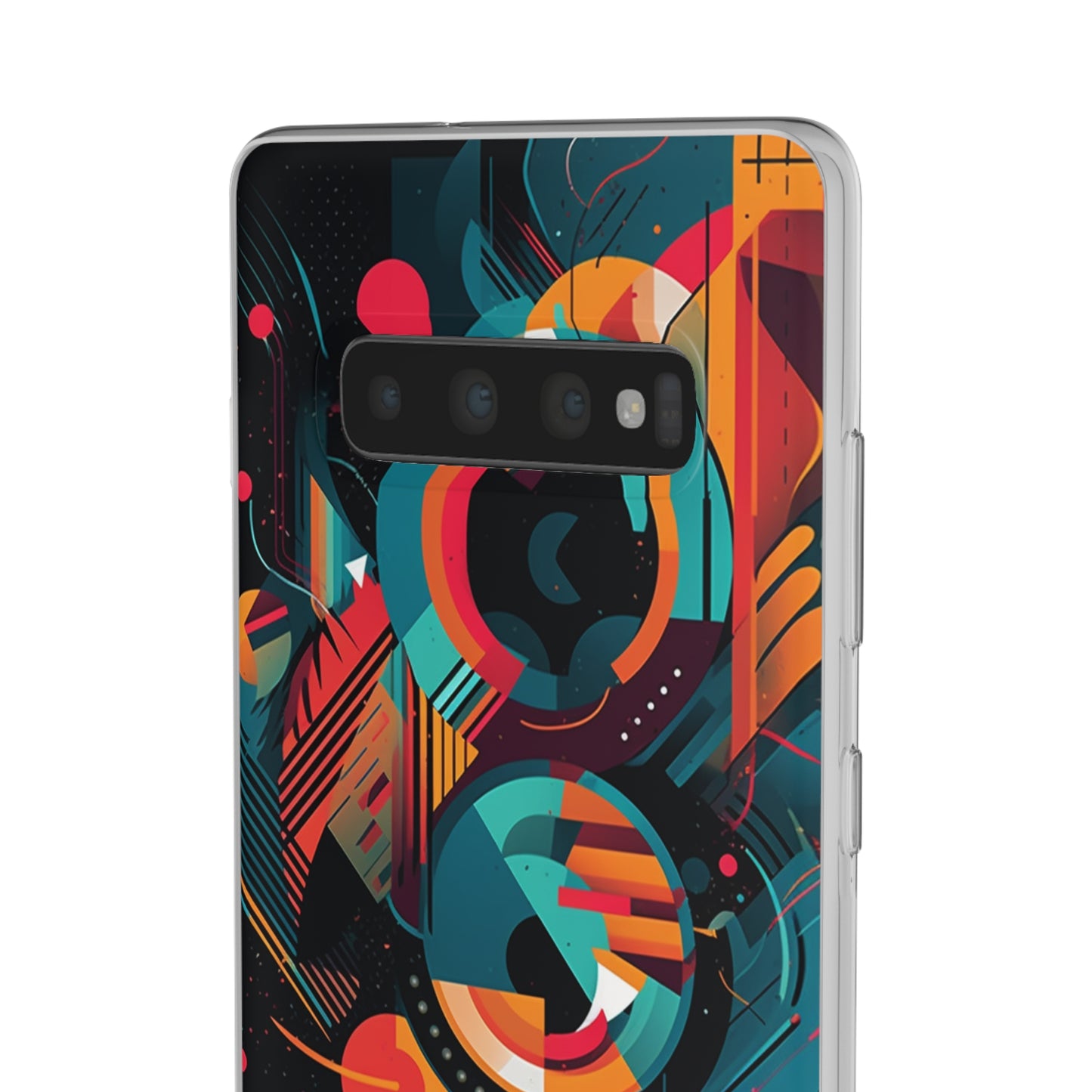 Vibrant Geometric Fusion Phone Case - Bold Squares & Circles Design - Flexi Cases Phone Case Pattern Symphony   