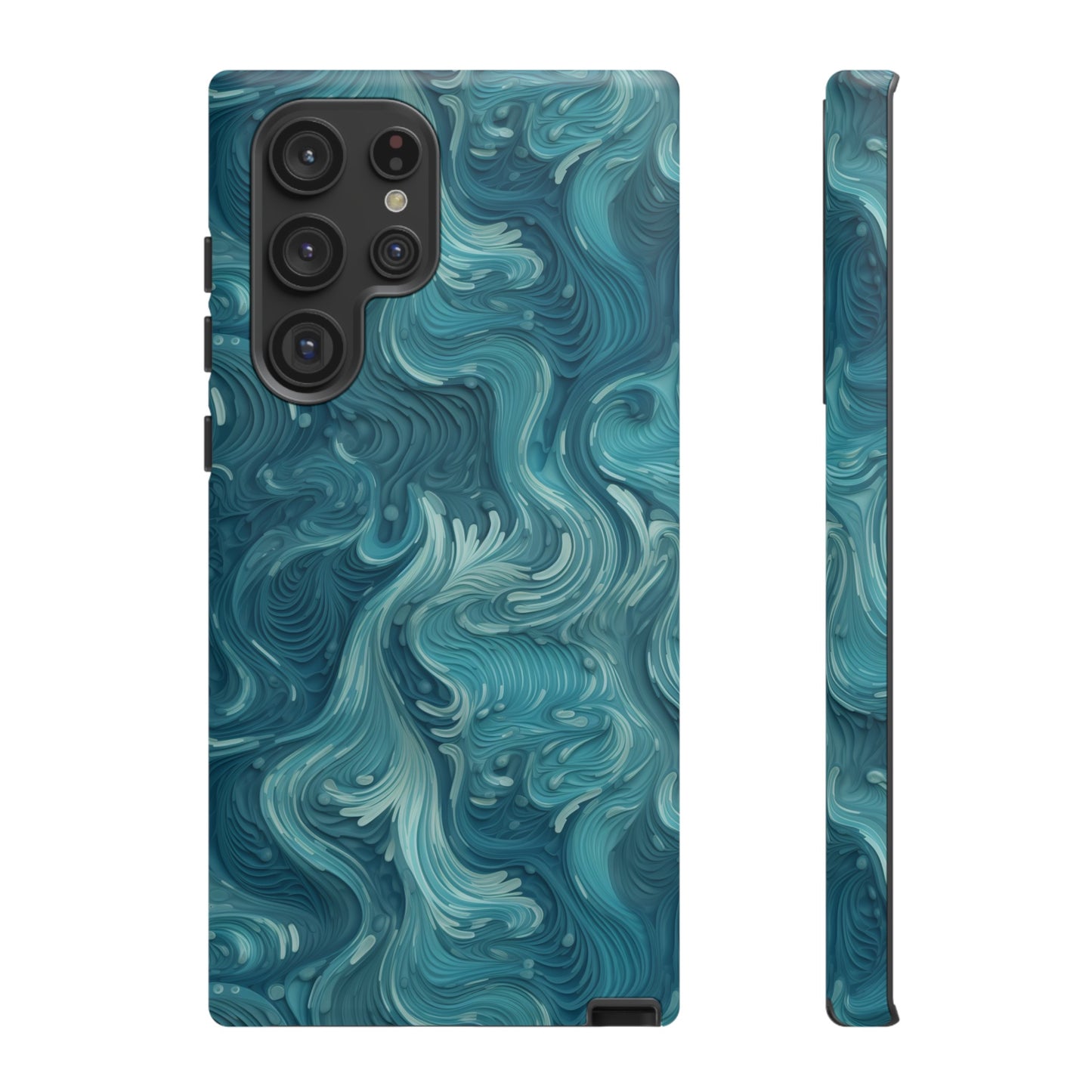 Azure Depths: Layered Blue Topographic Design Tough Phone Case