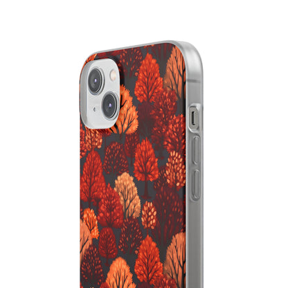 Crimson Forest: Autumn Trees in Vibrant Detail - Flexible Phone Case