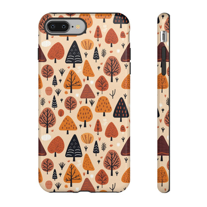 Terracotta Tree Tapestry: A Playful Autumn Mosaic - Tough Phone Case