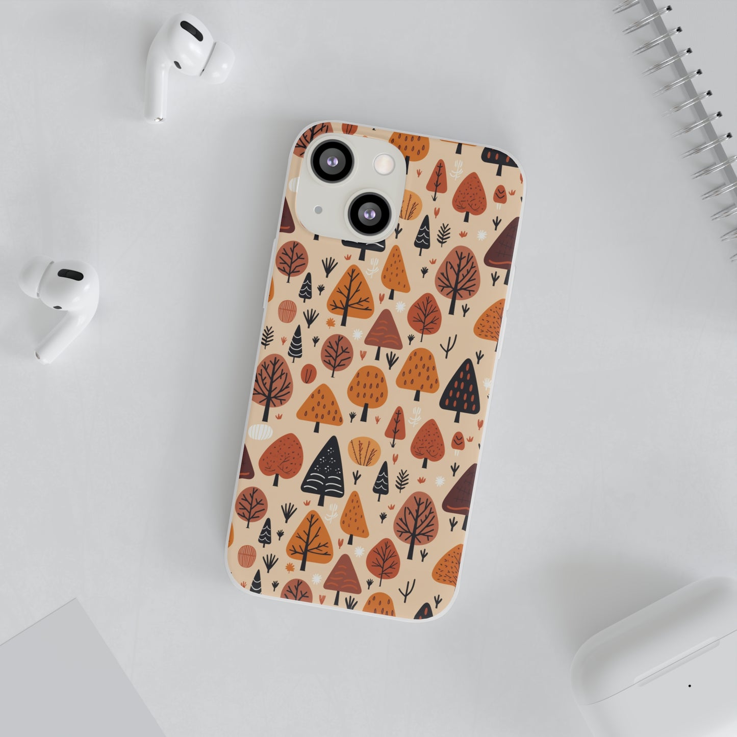 Terracotta Tree Tapestry: A Playful Autumn Mosaic - Flexible Phone Case