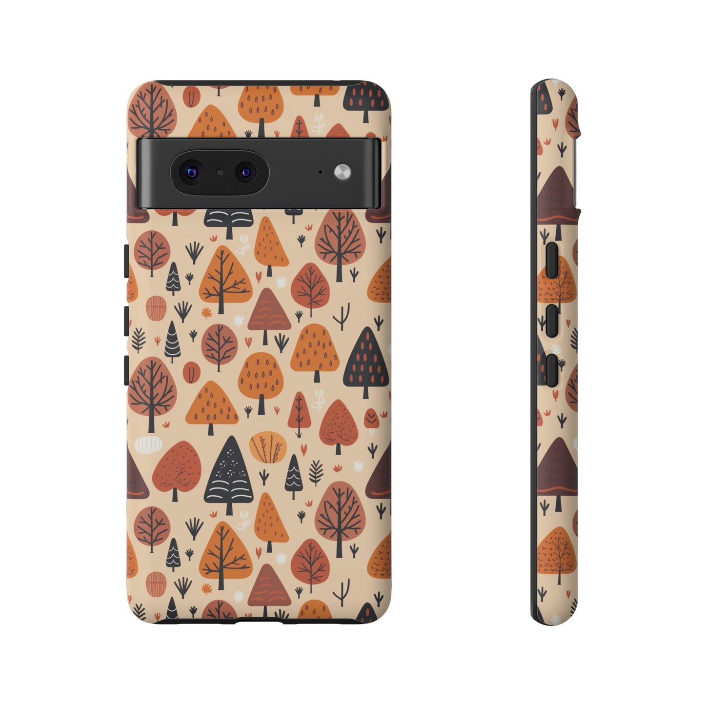 Terracotta Tree Tapestry: A Playful Autumn Mosaic - Tough Phone Case