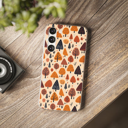 Terracotta Tree Tapestry: A Playful Autumn Mosaic - Flexible Phone Case