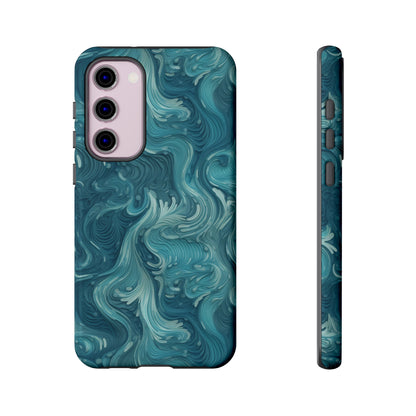 Azure Depths: Layered Blue Topographic Design Tough Phone Case