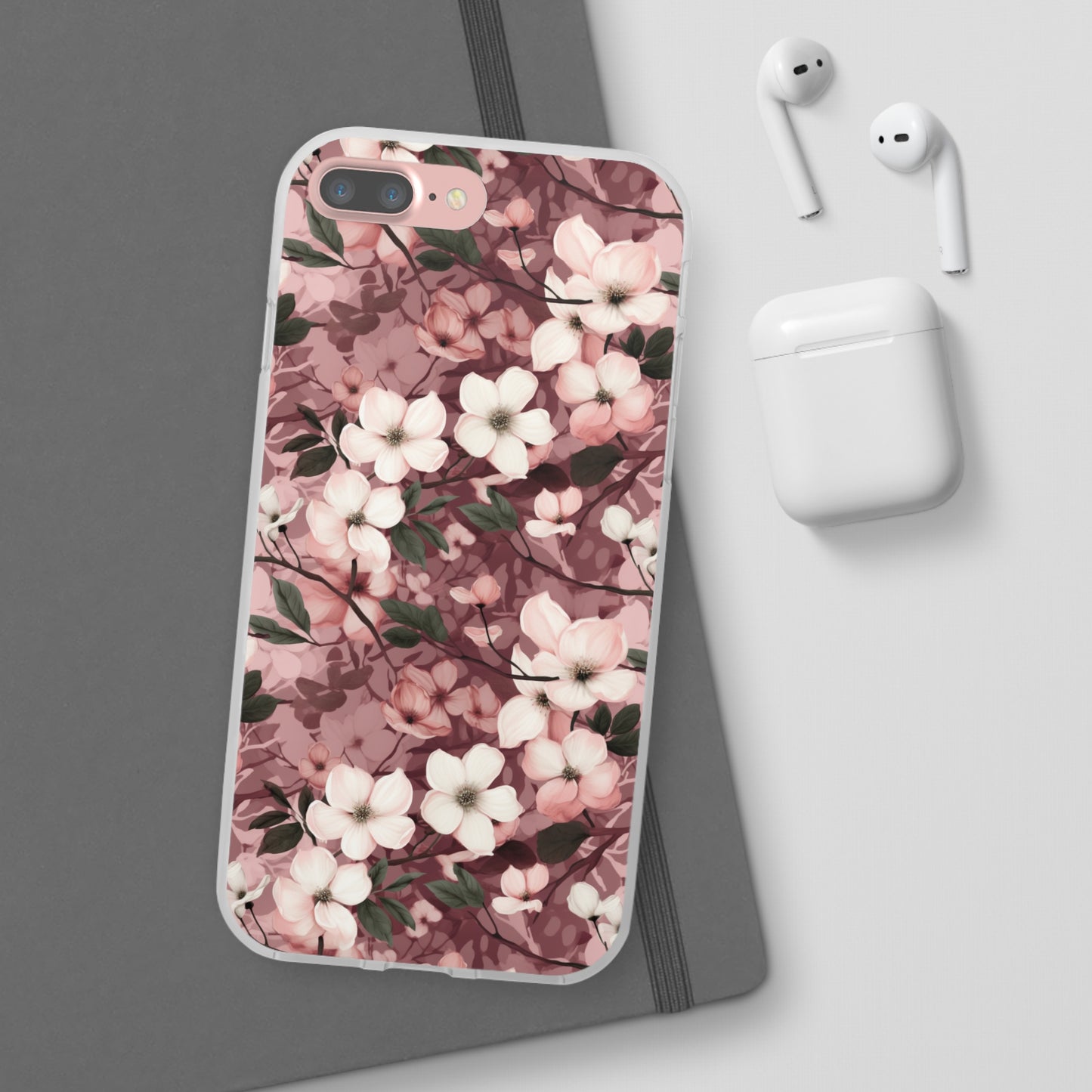 Sparse Dogwood Blossom Phone Case - Elegant Floral Design for Your Smartphone - Flexi Cases Phone Case Pattern Symphony iPhone 7 Plus with gift packaging  