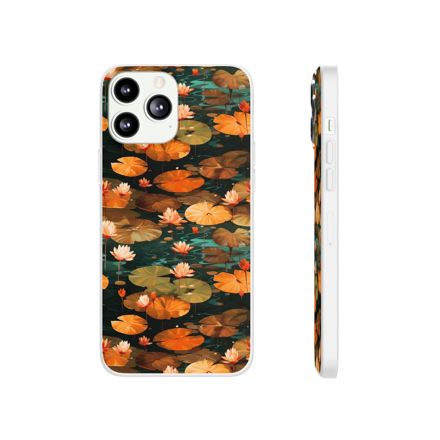 Orange Lotus Whisper: Autumn on the Water - Flexible Phone Case