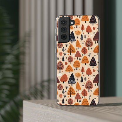 Terracotta Tree Tapestry: A Playful Autumn Mosaic - Flexible Phone Case