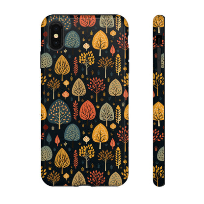 Mid-Century Mosaic: Dappled Leaves and Folk Imagery - Tough Phone Case