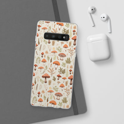 Mushroom Haven - Autumnal Tones Botanical illustration - Flexible Phone Case