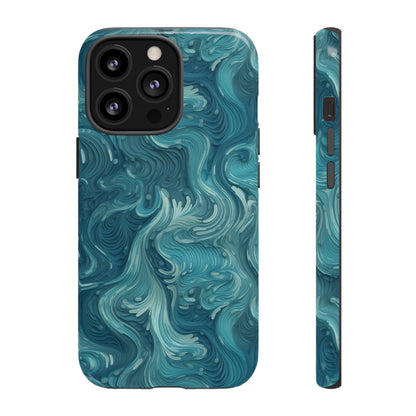 Azure Depths: Layered Blue Topographic Design Tough Phone Case