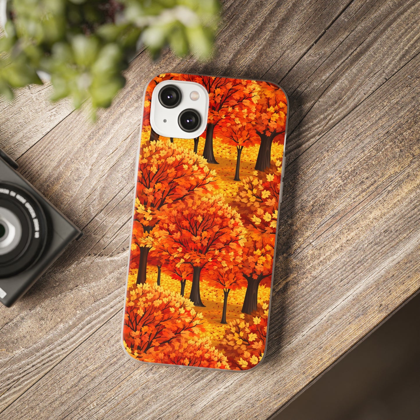 Impasto-Style Woodlands: High-Contrast Autumn Foliage - Flexible Phone Case