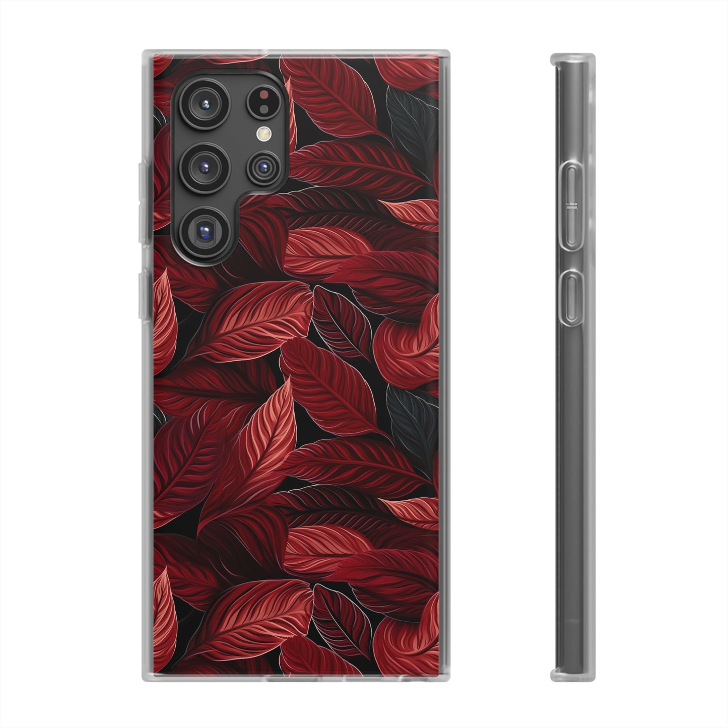 Scarlet Whispers: Lush Autumn Colours in Botanical Bliss - Flexible Phone Case