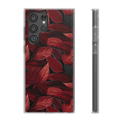 Scarlet Whispers: Lush Autumn Colours in Botanical Bliss - Flexible Phone Case