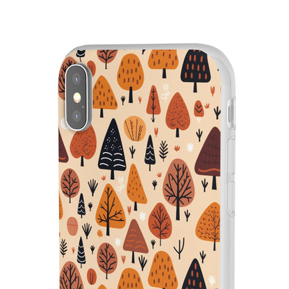 Terracotta Tree Tapestry: A Playful Autumn Mosaic - Flexible Phone Case