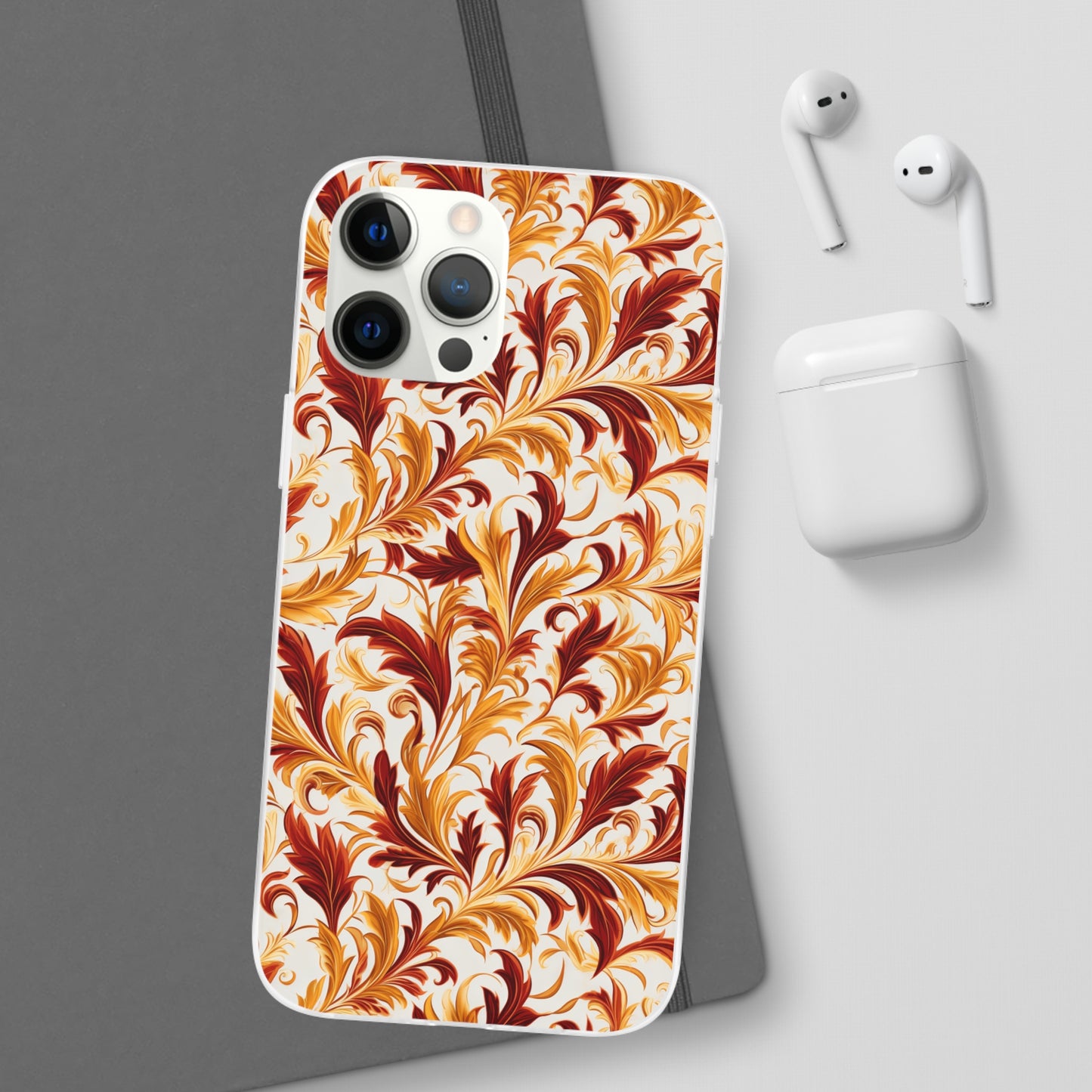 Swirling Autumn: Vortexes of Fall Foliage in Gold and Bronze - Flexible Phone Case