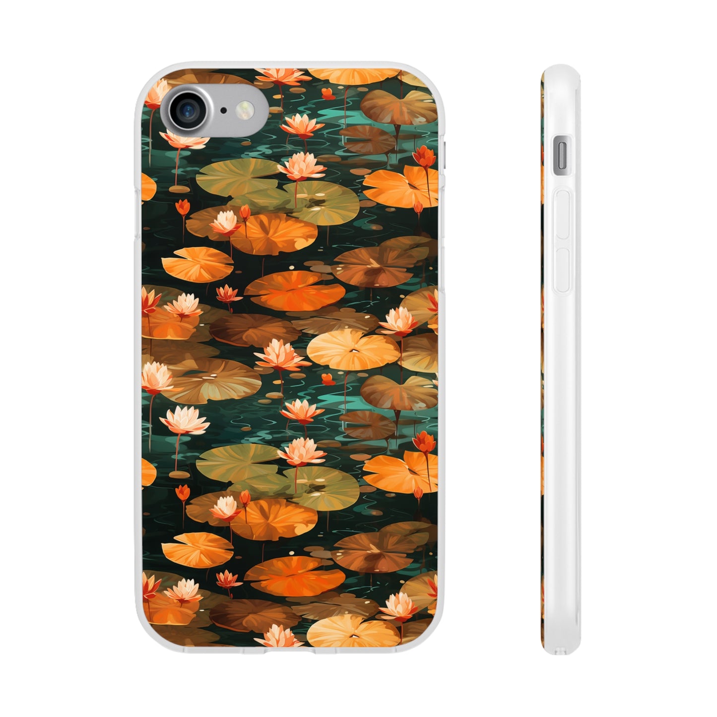 Orange Lotus Whisper: Autumn on the Water - Flexible Phone Case