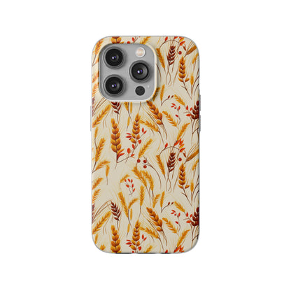 Golden Harvest: An Autumn Collage of Wheat and Berries - Flexible Phone Case