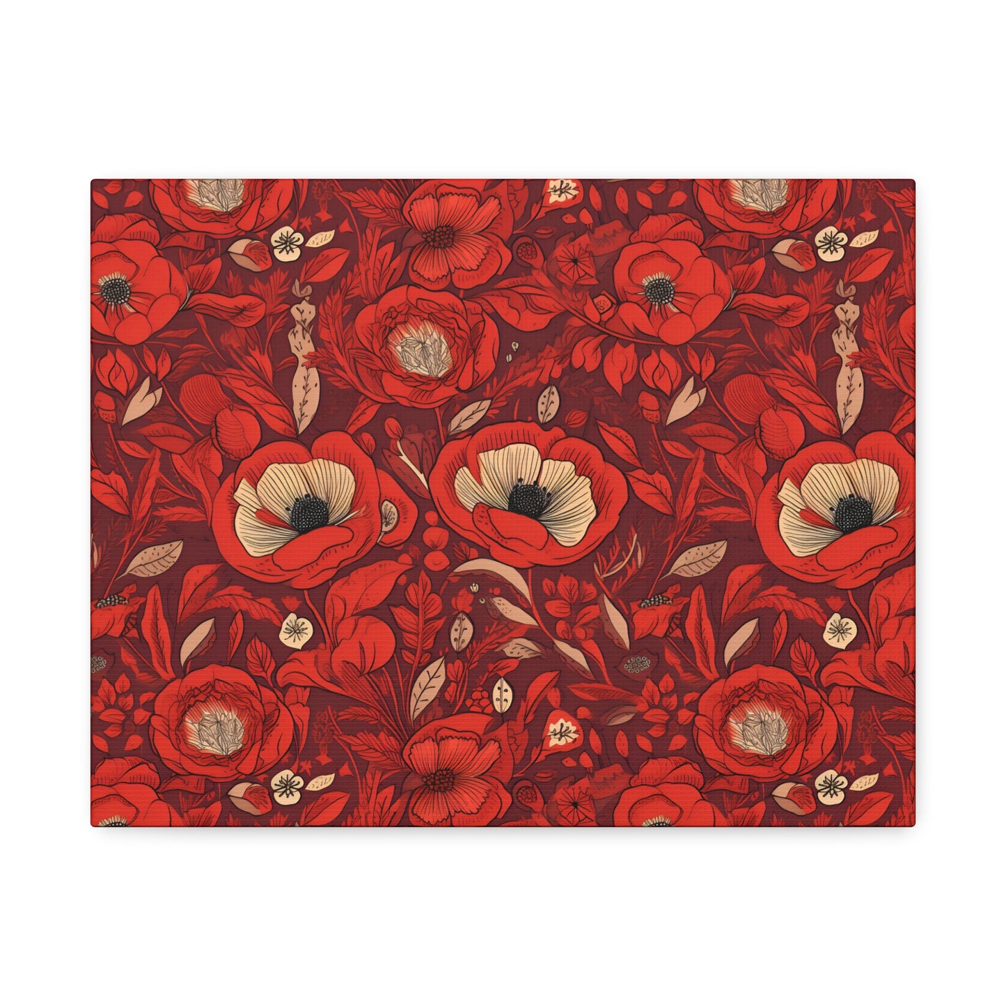 Radiant Spring Blossoms - Vibrant Red Floral Design - Wall Art Canvas