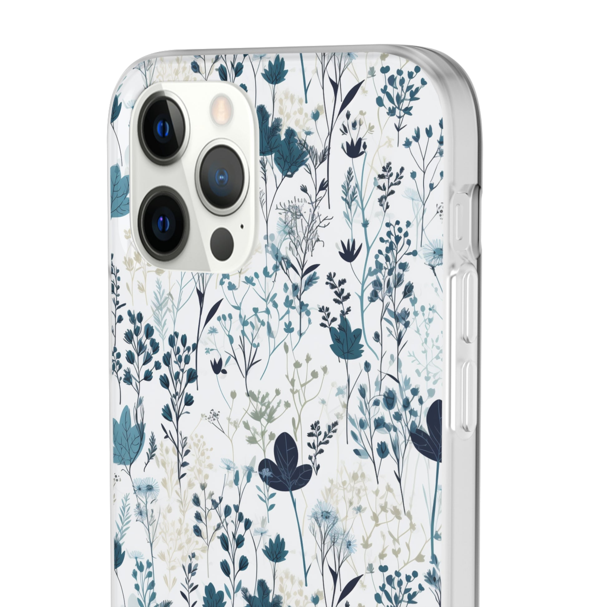 Serene Blue Wildflower Phone Case - Elegant White Background Design - Spring Collection - Flexi Cases Phone Case Pattern Symphony   