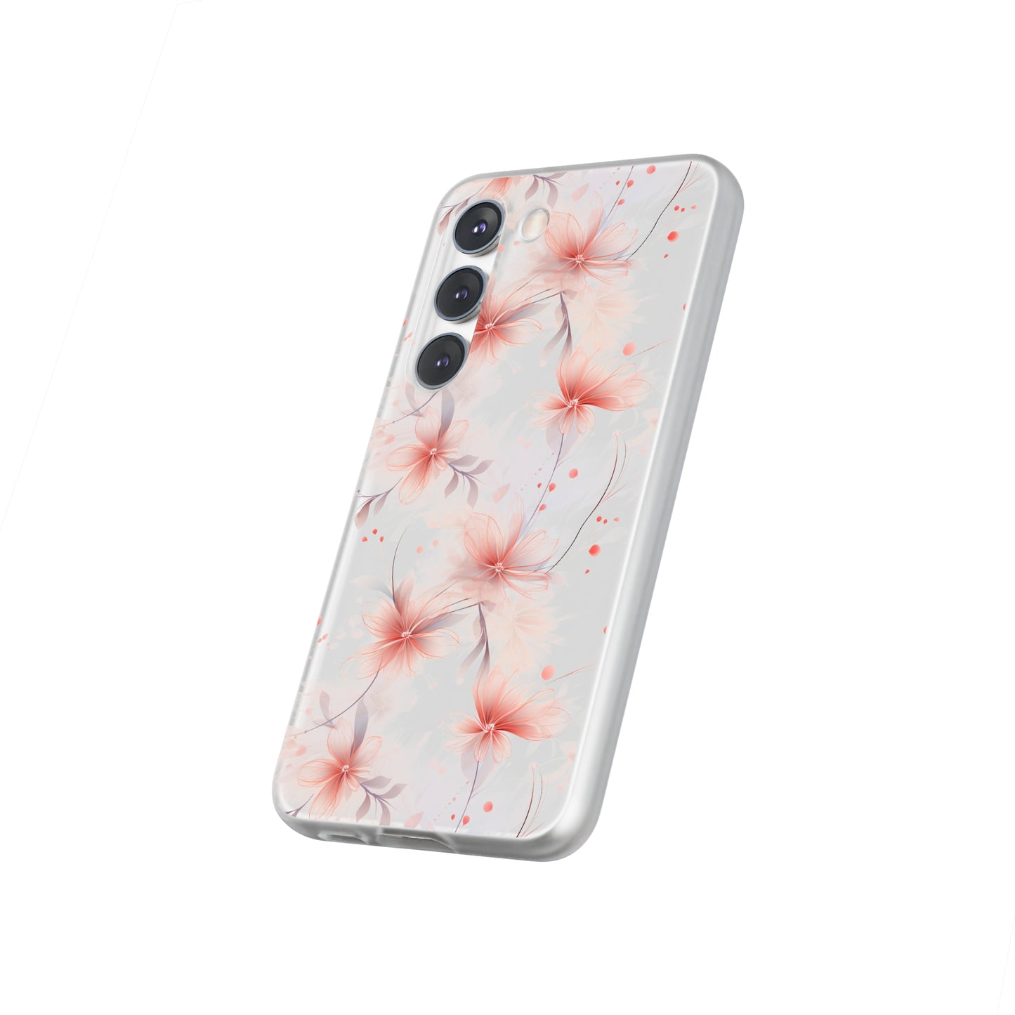 Whispering Petals: Subtle Grey & Pastel Red Gradient Phone Case