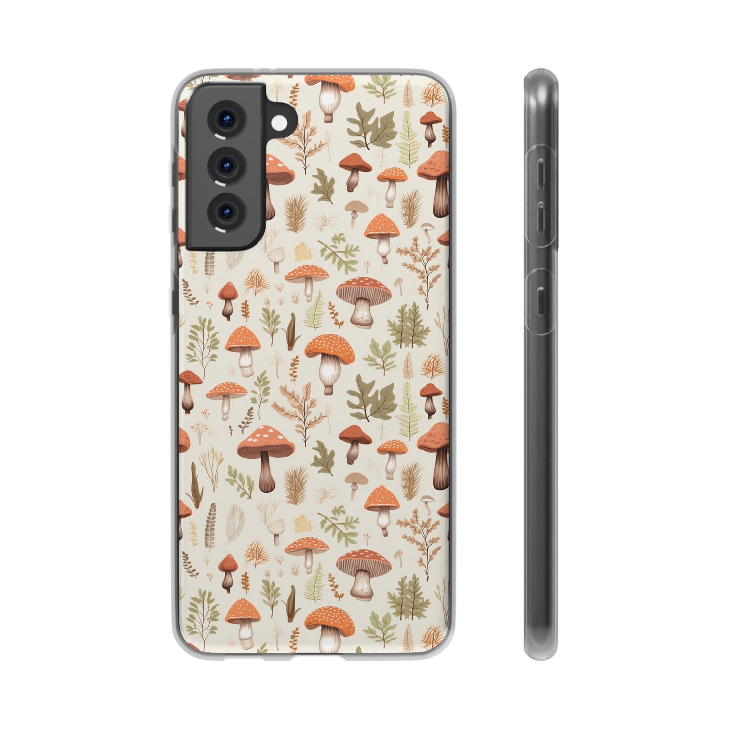 Mushroom Haven - Autumnal Tones Botanical illustration - Flexible Phone Case