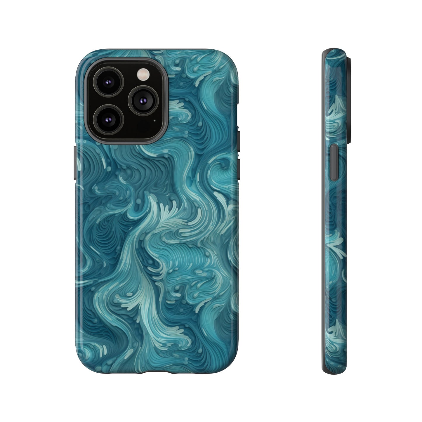 Azure Depths: Layered Blue Topographic Design Tough Phone Case