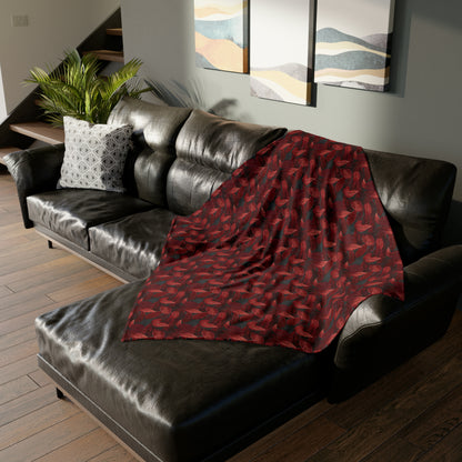 Scarlet Whispers: Lush Autumn Colours in Botanical Bliss - The Ideal Throw for Sofas