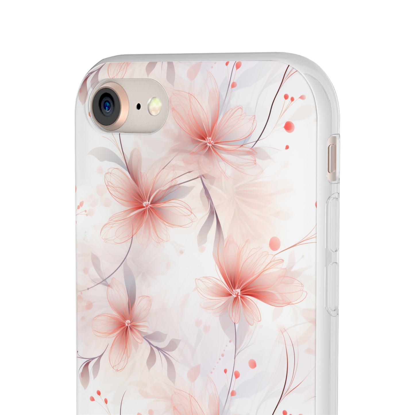 Whispering Petals: Subtle Grey & Pastel Red Gradient Phone Case