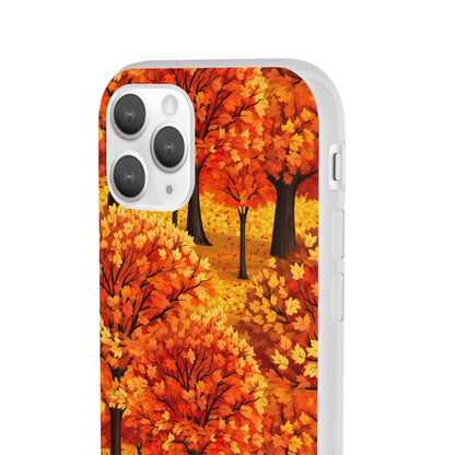 Impasto-Style Woodlands: High-Contrast Autumn Foliage - Flexible Phone Case