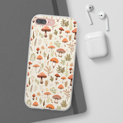 Mushroom Haven - Autumnal Tones Botanical illustration - Flexible Phone Case