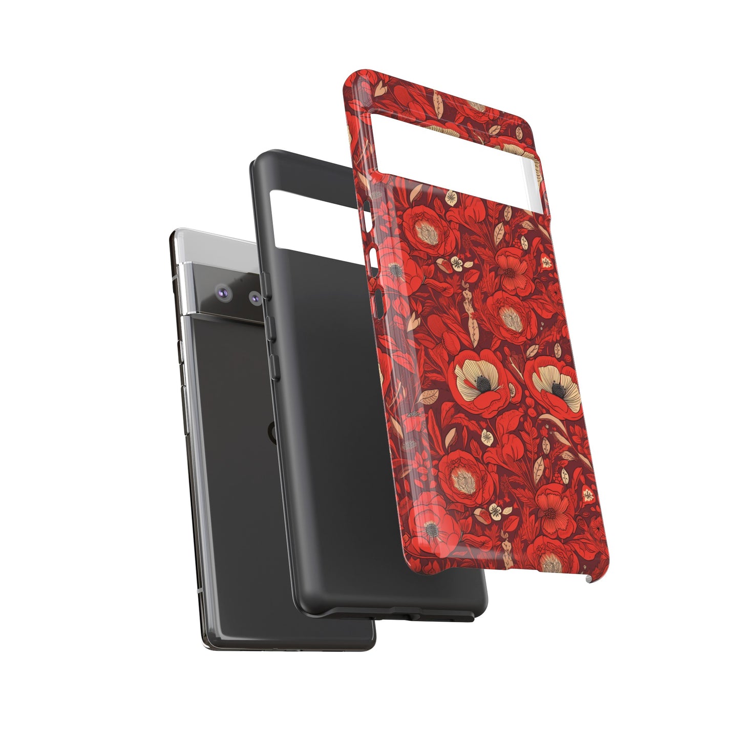 Radiant Spring Blossoms Tough Phone Case - Vibrant Red Floral Design