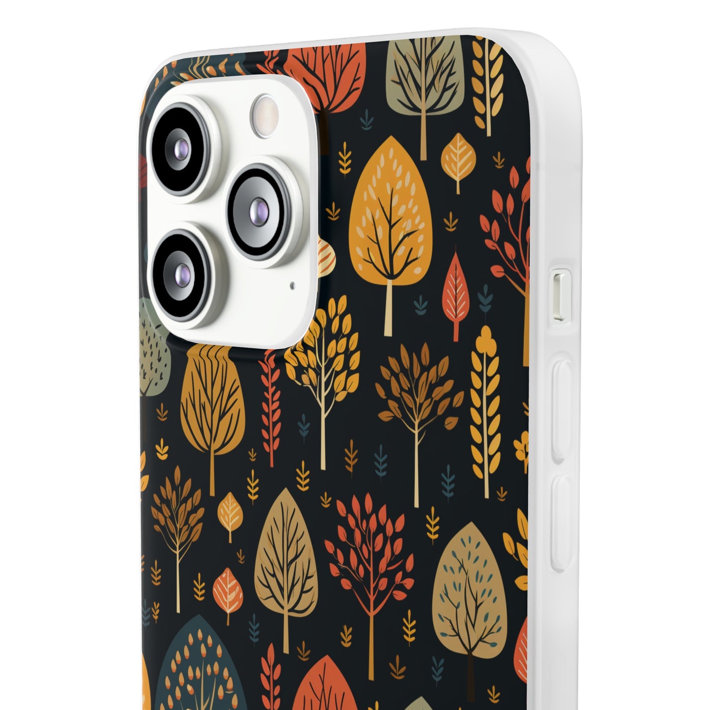 Mid-Century Mosaic: Dappled Leaves and Folk Imagery - Flexible Phone Case