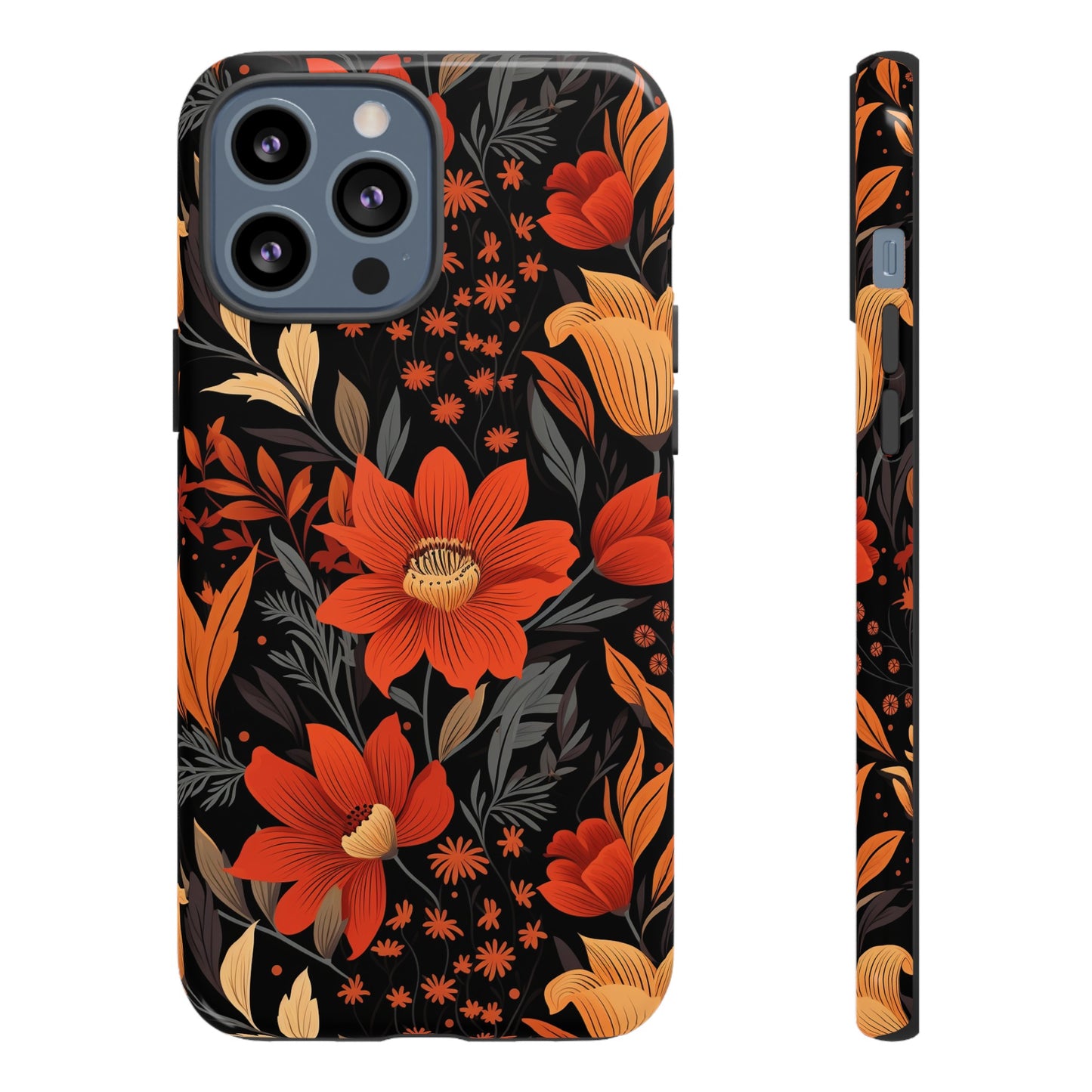 Autumn Blossom Noir: A Dark Floral Canvas Tough Case