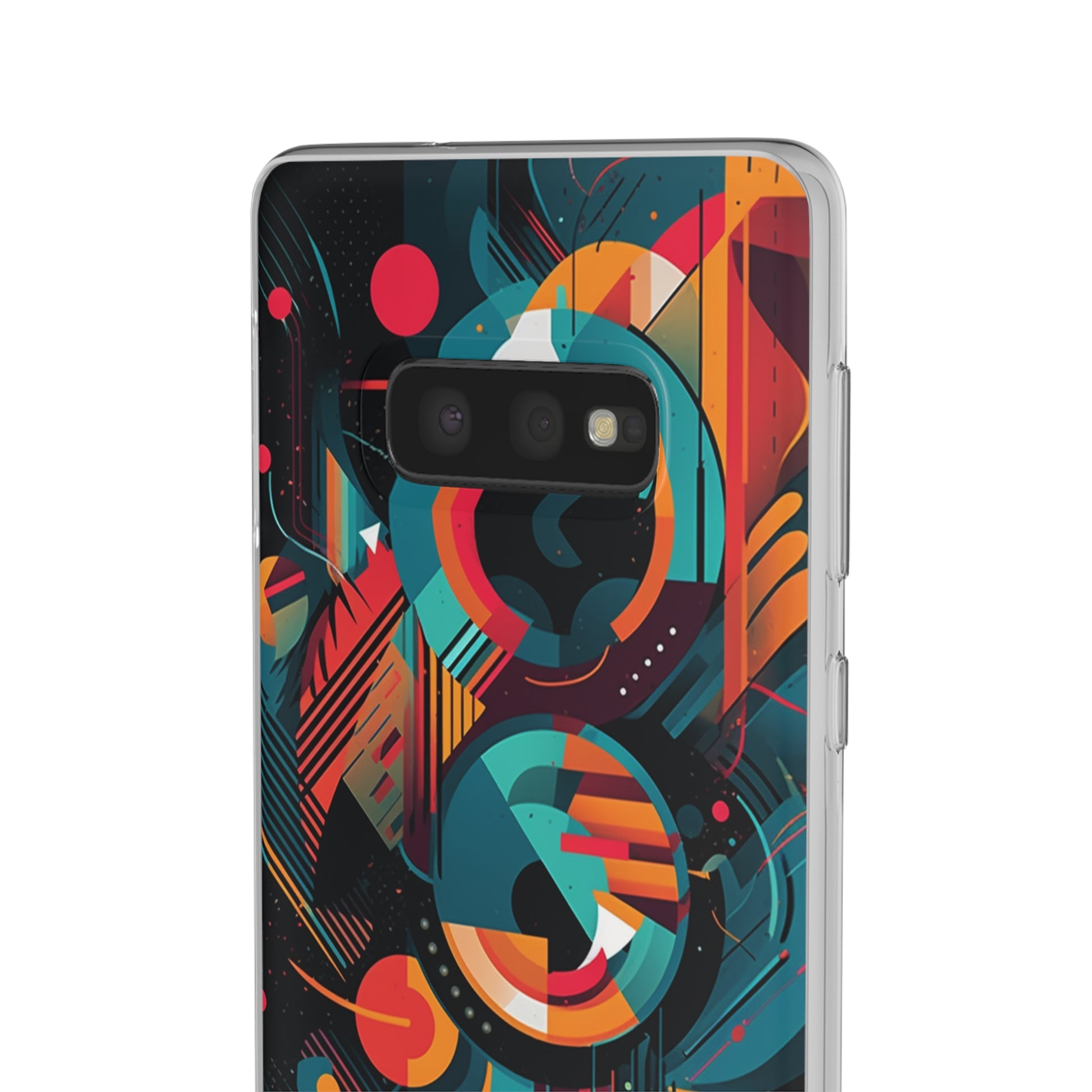 Vibrant Geometric Fusion Phone Case - Bold Squares & Circles Design - Flexi Cases Phone Case Pattern Symphony   