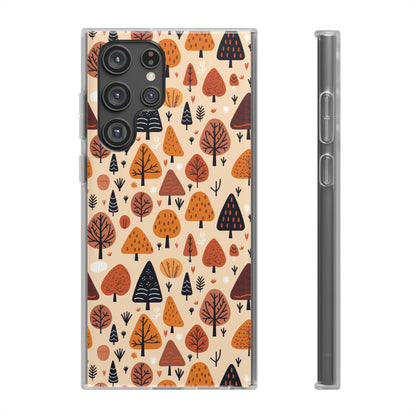 Terracotta Tree Tapestry: A Playful Autumn Mosaic - Flexible Phone Case