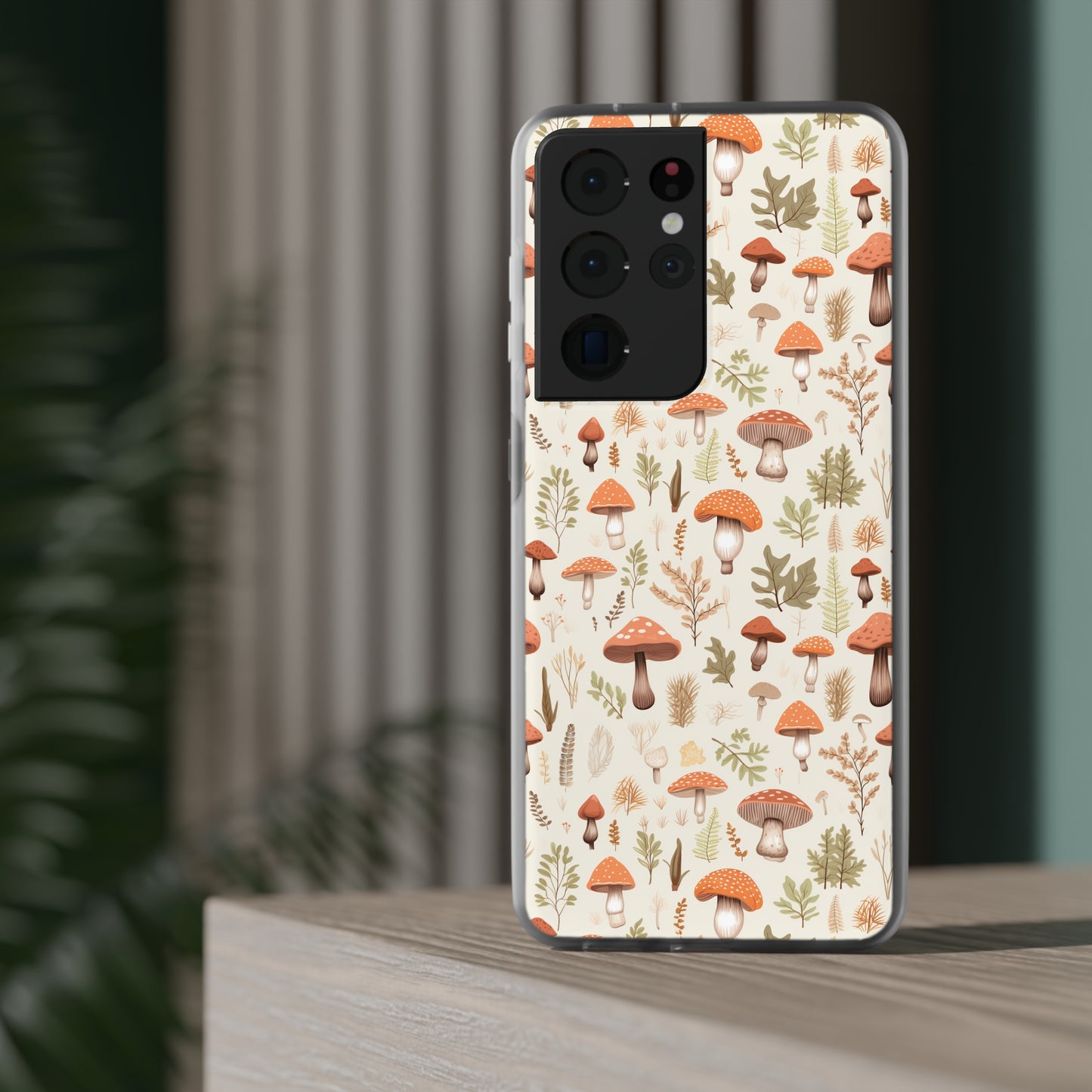 Mushroom Haven - Autumnal Tones Botanical illustration - Flexible Phone Case