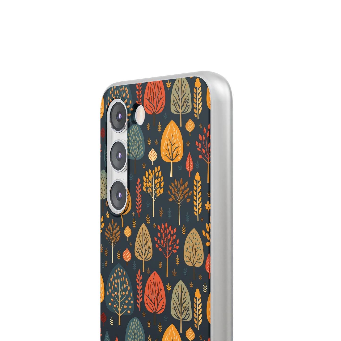 Mid-Century Mosaic: Dappled Leaves and Folk Imagery - Flexible Phone Case