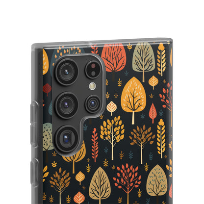 Mid-Century Mosaic: Dappled Leaves and Folk Imagery - Flexible Phone Case