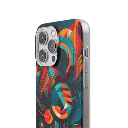 Vibrant Geometric Fusion Phone Case - Bold Squares & Circles Design - Flexi Cases Phone Case Pattern Symphony   