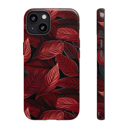 Scarlet Whispers: Lush Autumn Colours in Botanical Bliss - Tough Phone Case