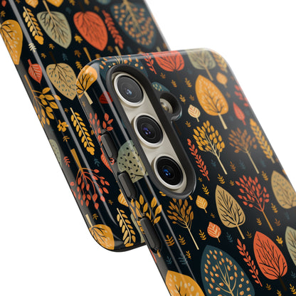 Mid-Century Mosaic: Dappled Leaves and Folk Imagery - Tough Phone Case