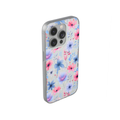 Floral Whispers - Soft Hues of Violets, Pinks, and Blues - Flexi Phone Case Phone Case Pattern Symphony   