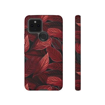 Scarlet Whispers: Lush Autumn Colours in Botanical Bliss - Tough Phone Case