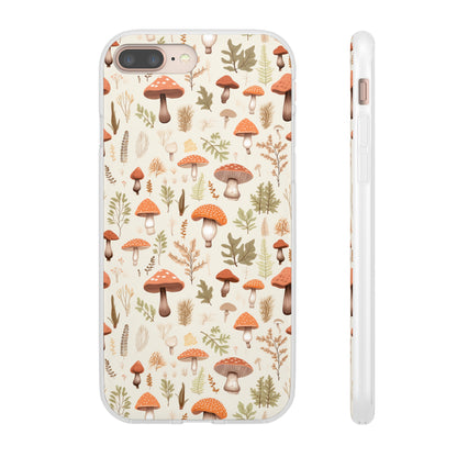 Mushroom Haven - Autumnal Tones Botanical illustration - Flexible Phone Case