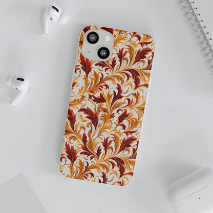 Swirling Autumn: Vortexes of Fall Foliage in Gold and Bronze - Flexible Phone Case